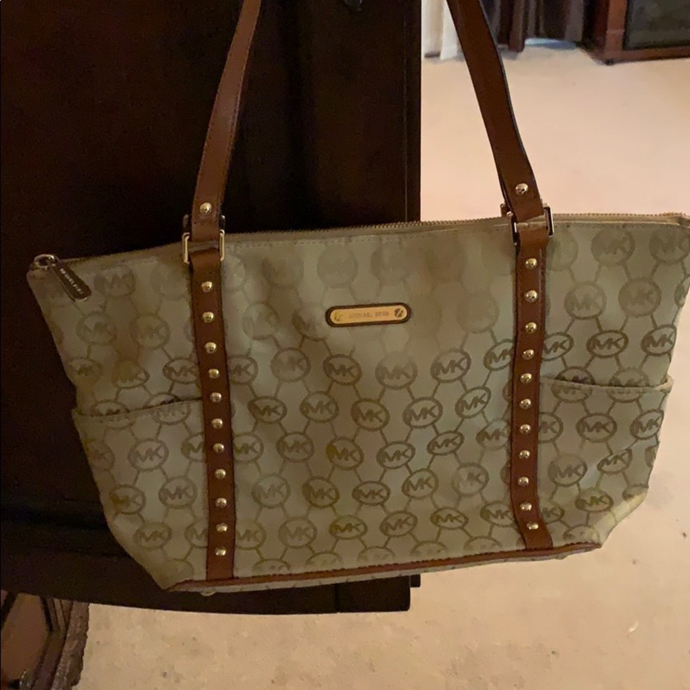 Mk canvas and leather shoulder bag